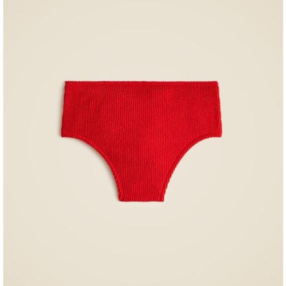 JCrew Women's Pull On Hallie Scrunchie Bikini Bottom CI250 Red Arroyo Size S NWT - Picture 2 of 3